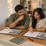 Indian family comparing apartment floor plans for a Pammal vs Sembakkam home search